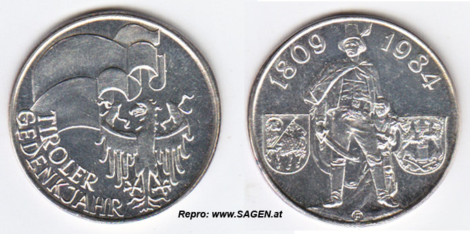 Münze Tiroler Gedenkjahr 1809 - 1984