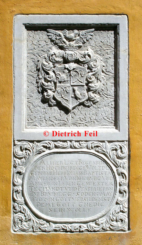 Grabstein des Johann Baptist Mayrhofen von Khoburg und Anger