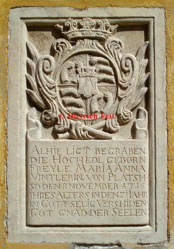Bruneck - Grabstein der Maria Anna Vintler von Platsch (1716)