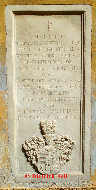 Bruneck - Grabstein des franz Anton Steyrer von Riedburg (1796)
