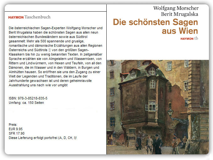 Wolfgang Morscher, Berit Mrugalska, Die schönsten Sagen aus Wien, Haymon-Taschenbuch