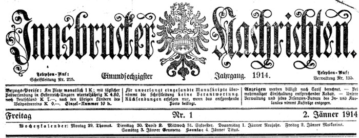 Innsbrucker Nachrichten 1914
