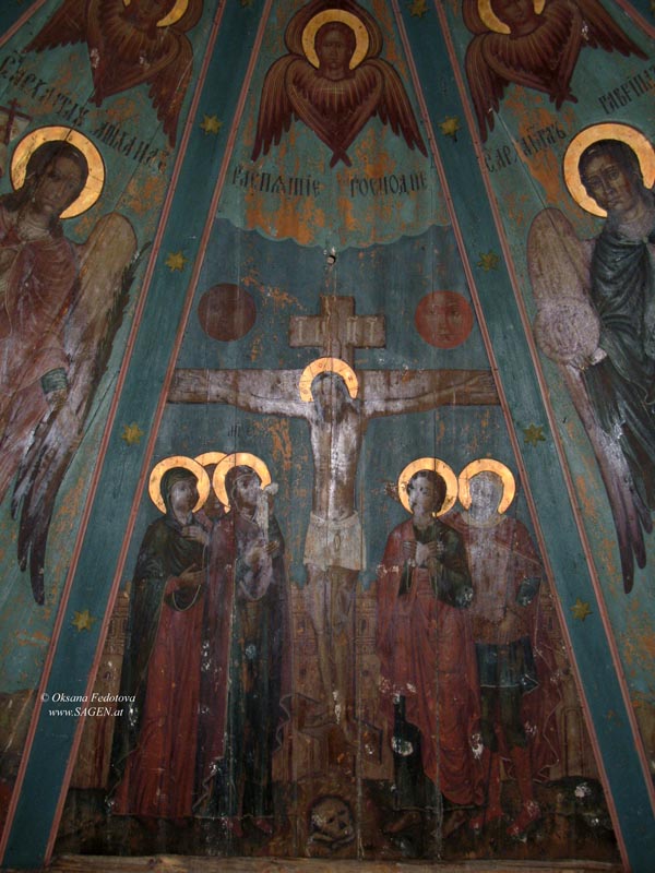 Die Kreuzigung auf der östlichen Fläche der „Himmel“ der Johann-Slatoust-Kirche © Oksana Fedotova