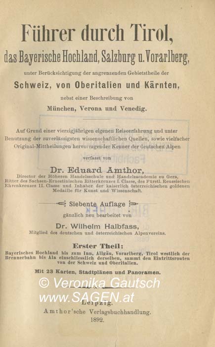 Reiseliteratur: Amthor, 1892; © Digitalisierung: Veronika Gautsch, www.SAGEN.at