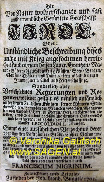 Reiseliteratur: Nigrinus, 1703; © Bild: Veronika Gautsch, www.SAGEN.at