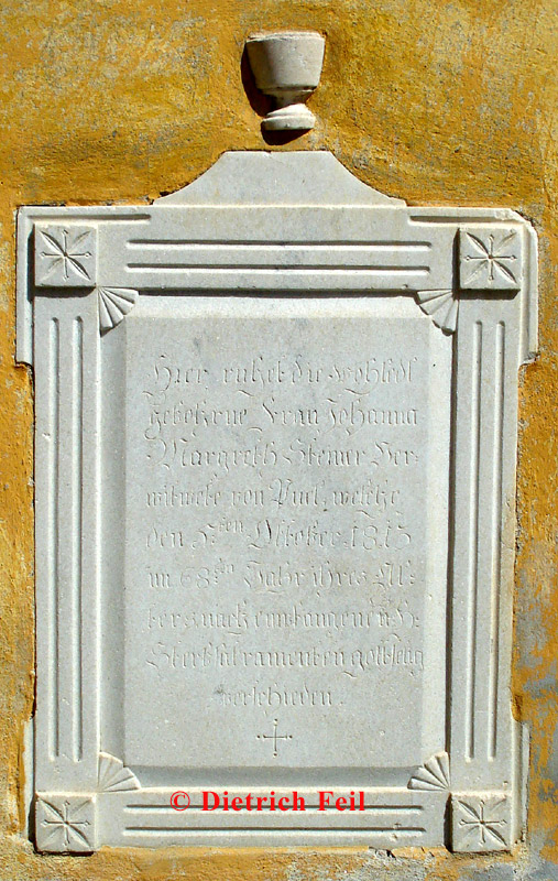 Bruneck - Grabstein der Johanna Margareth Steiner verw. von Puel (1813)