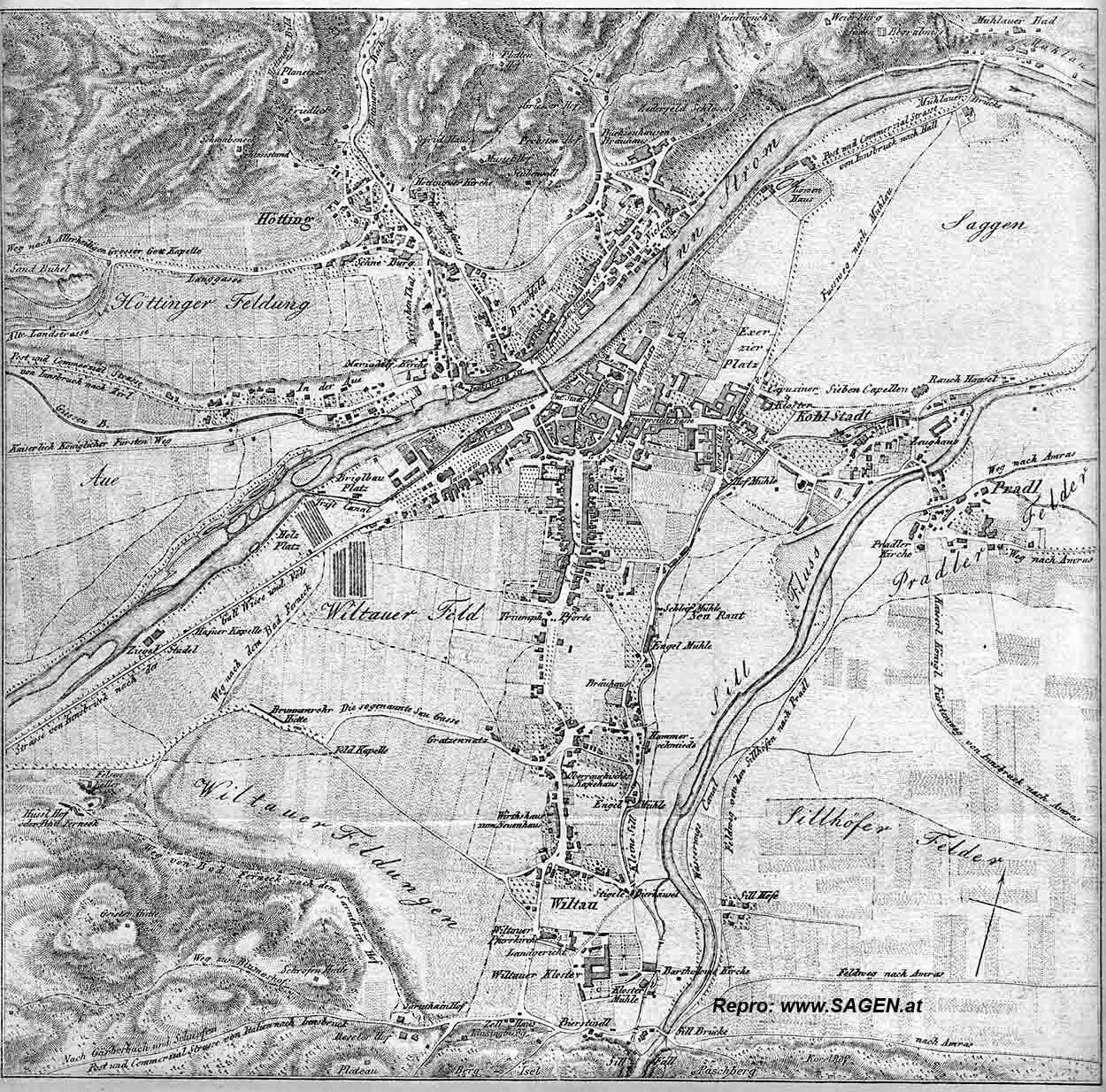 INNSBRUCK STADTPLAN 1809