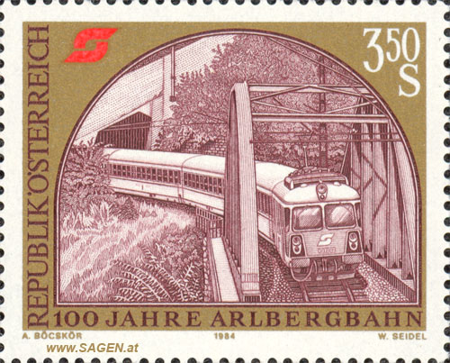 Briefmarke "100 Jahre Arlbergbahn"