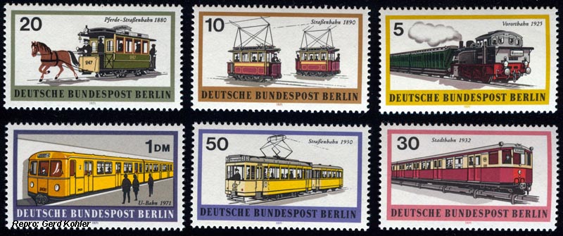 Briefmarken Eisenbahnmotive Deutsche Bundespost Berlin 1971