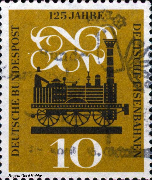 Briefmarken Eisenbahnmotive Deutsche Bundespost 1960, 125 Jahre Deutsche Eisenbahnen