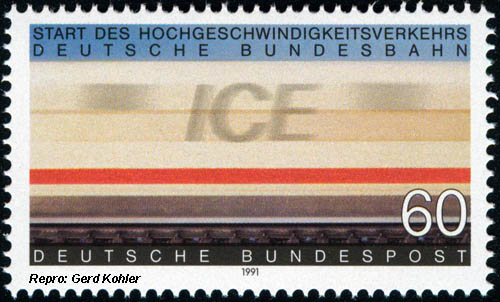 Briefmarken Eisenbahnmotive Deutsche Bundespost 1991, Start des Hochgeschwindigkeitsverkehrs