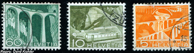 Briefmarken Eisenbahnmotive Helvetia