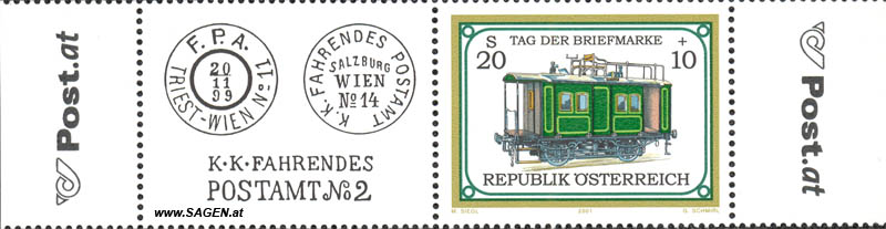 Briefmarke "Tag der Briefmarke 2001", K. K. Fahrendes Postamt No 2