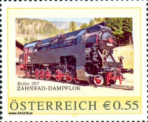 Briefmarke "Reihe 297, Zahnrad-Dampflok"