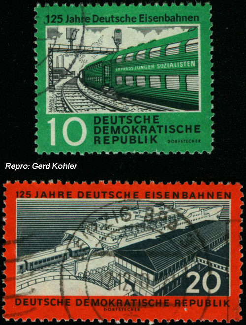 Briefmarken Eisenbahnmotive Deutsche Demokratische Republik, Repro und Sammlung: Ing. Gerd Kohler