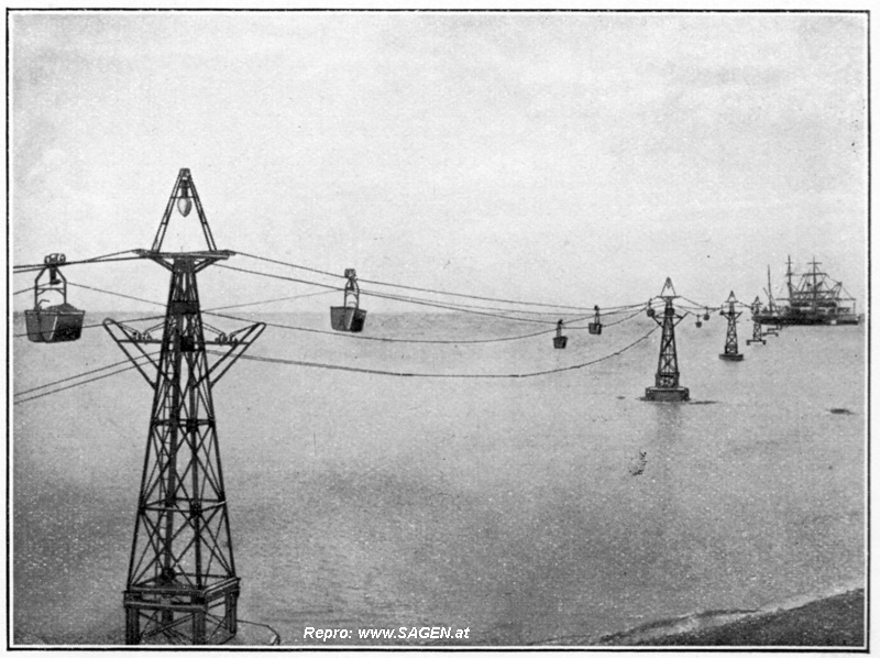 Drahtseilbahn nach der Landungsbrücke im Meere