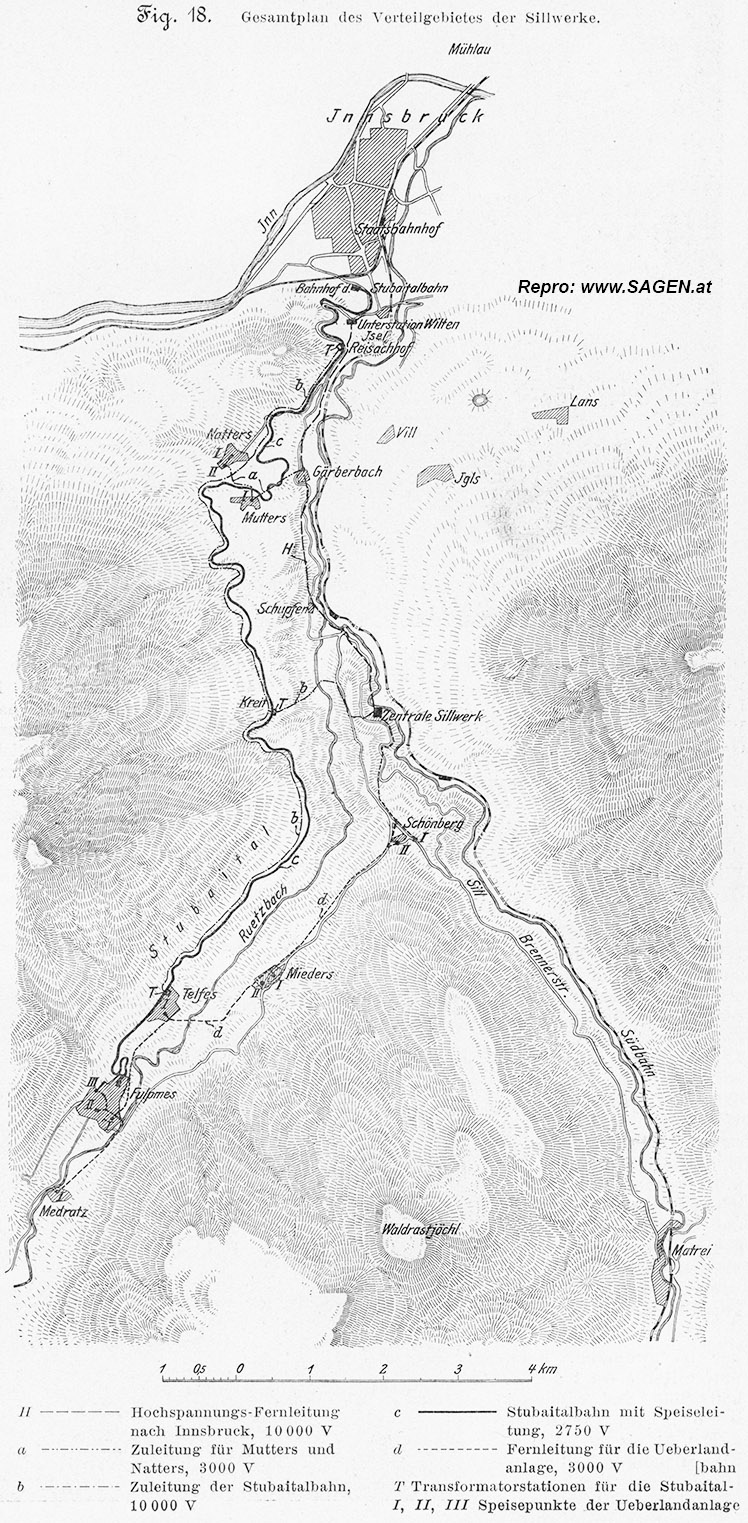 Gesamtplan des Verteilgebietes der Sillwerke