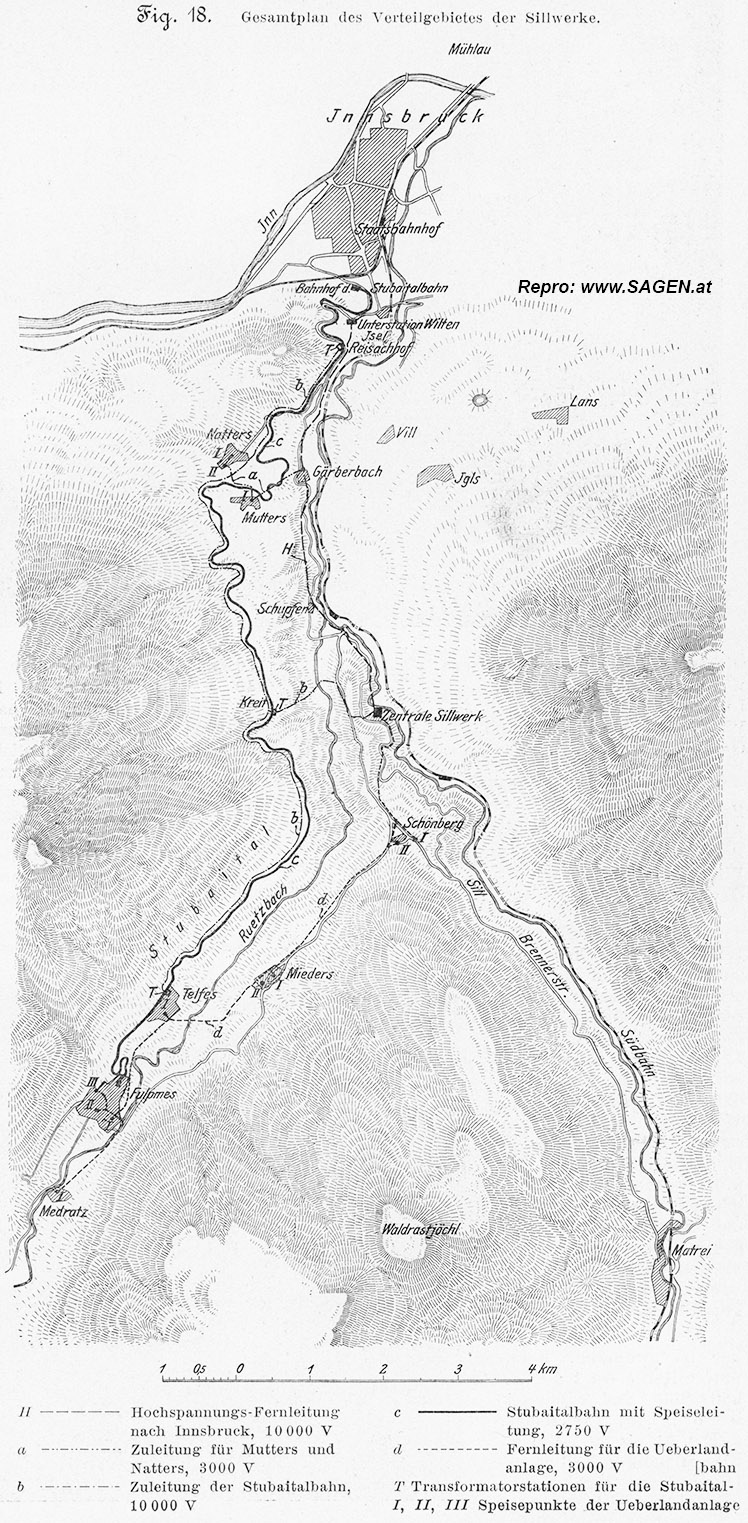 Gesamtplan des Verteilgebietes der Sillwerke