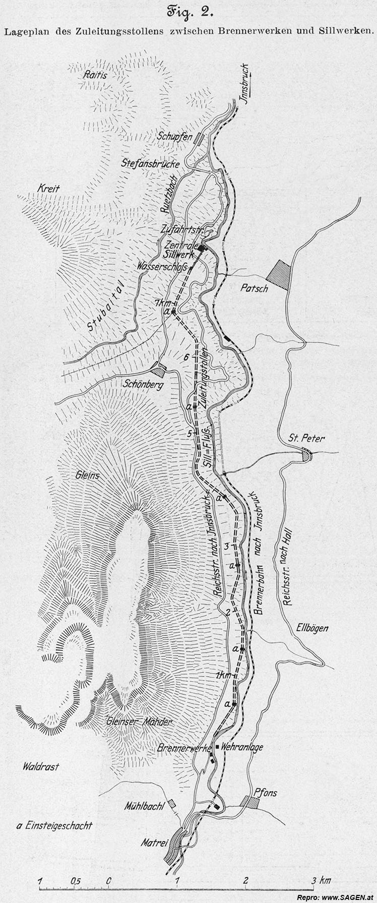 Sillwerke bei Innsbruck Lageplan