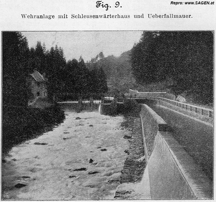 Wehranlage mit Schleusenwärterhaus und Überfallmauer - Sillwerke bei Innsbruck