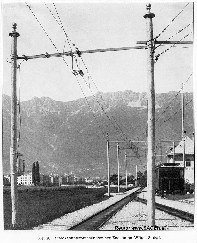 Streckenunterbrecher vor der Endstation Wilten-Stubai