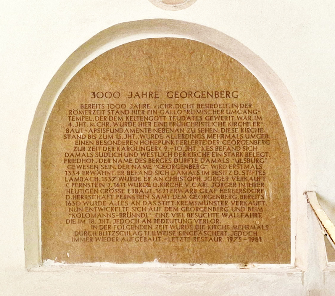 Historische Informationstafel zur Geschichte des Georgenbergs in Micheldorf