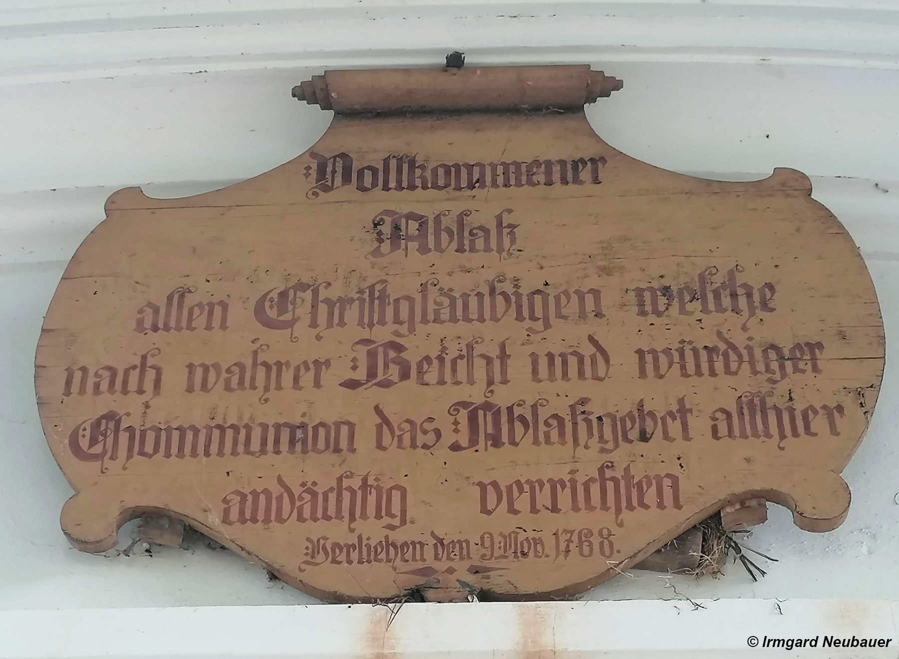 Tafel Ablass - Moosbach, Grub, Wieskirche "Zum gegei&szlig;elten Heiland"