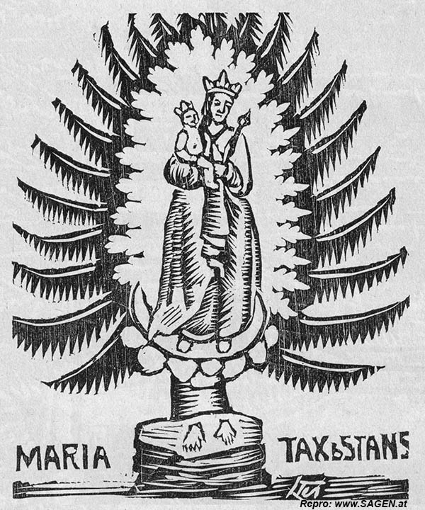 Holzschnitt Maria Tax, Stans, Bezirk Schwaz, Tirol