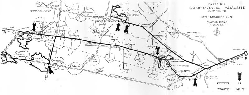 Karte des Salzbergbaues Altaussee (Ausschnitt) © Markscheiderei der österreichischen Salinen 