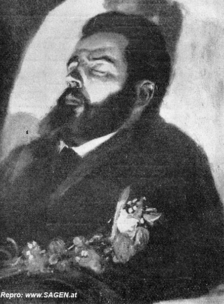 Anton Renk auf dem Totenbett, Ölgemälde von A. Plattner