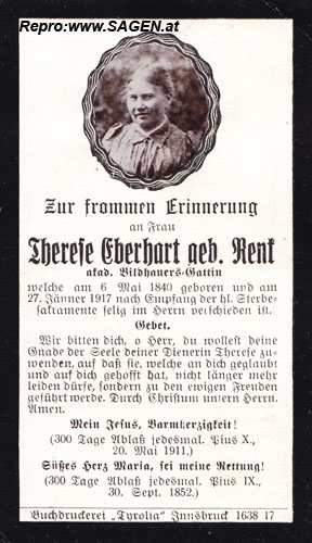 Sterbebild "Therese Eberhart geb. Renk"