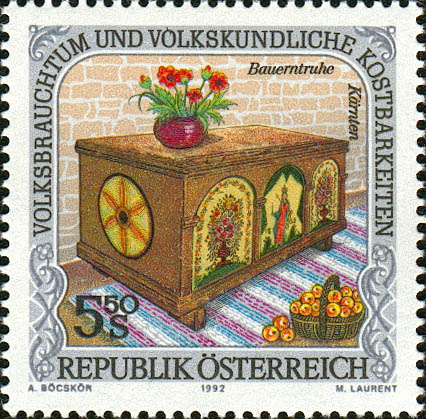 Briefmarke 5,50 S, Bauerntruhe K&auml;rnten