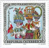 Briefmarke 6,50 S, Telfer Schleicherlaufen Tirol
