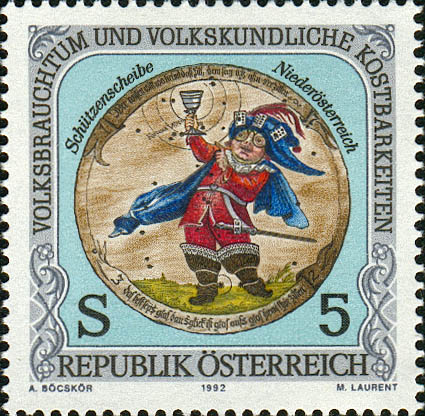 Briefmarke 5 S, Sch&uuml;tzenscheibe Nieder&ouml;sterreich