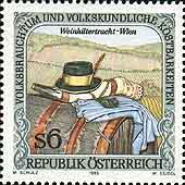Briefmarke 6 S, Weinhütertracht Wien
