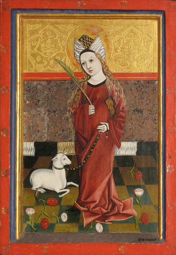 Agnes, Spätgotische Altartafel in der Magdalenenkapelle in Hall (Tirol)