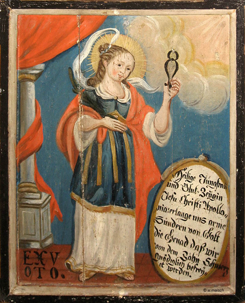 Apollonia Votivbild in der Wallfahrtskirche Maria Mühlberg, Waging am See