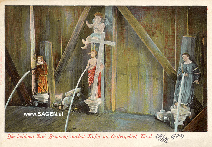 Die heiligen Drei Brunnen nächst Trafoi im Ortlergebiet, Postkarte 1904