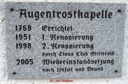 Tafel "Augentrostkapelle" © Leni Wallner
