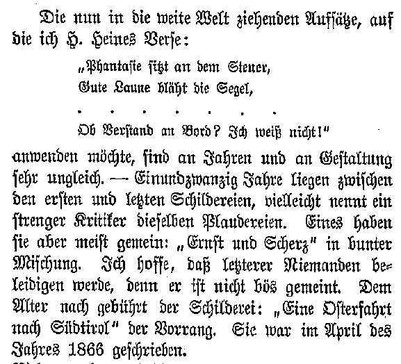 Vinzenz Zingerle, Reisebschreibung Innsbruck 1854