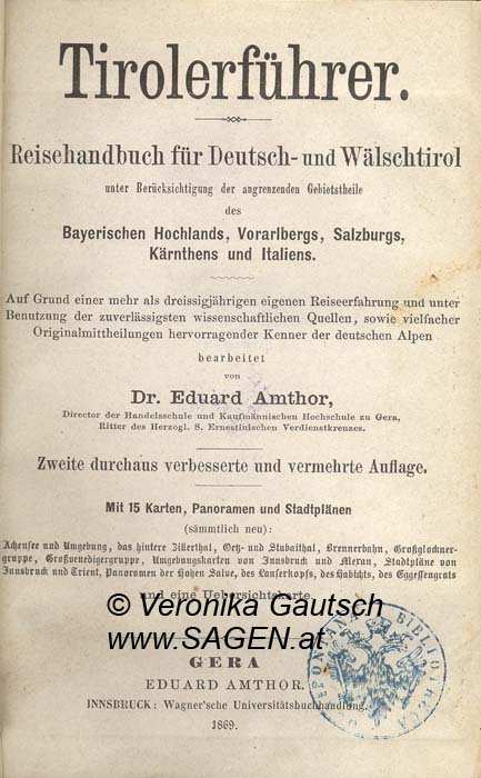 Reiseliteratur: Amthor, 1869; © Digitalisierung: Veronika Gautsch, www.SAGEN.at