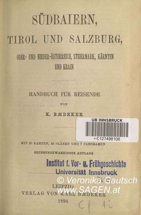 Reiseliteratur: Baedeker, 1894; © Digitalisierung: Veronika Gautsch, www.SAGEN.at