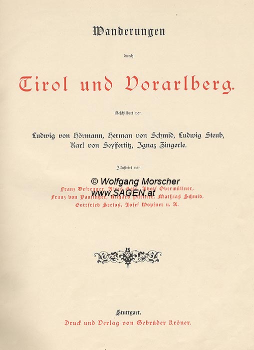 Reiseliteratur: Hoermann; Steub, Zingerle, 1880; © Digitalisierung: Wolfgang Morscher, www.SAGEN.at