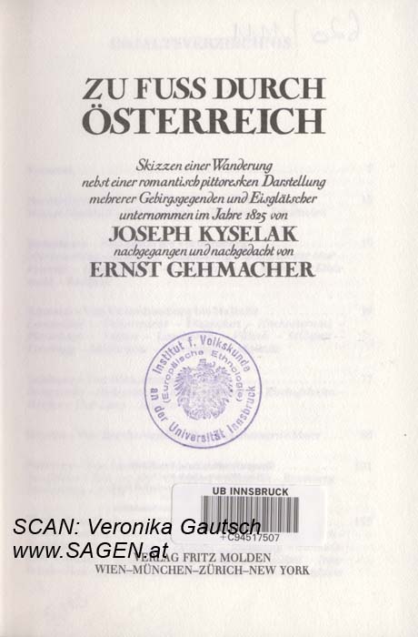 Reiseliteratur: Kysalek, 1825; © Digitalisierung: Veronika Gautsch, www.SAGEN.at