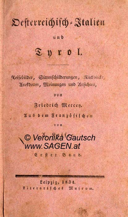 Reiseliteratur: Mercey, 1834; © Digitalisierung: Veronika Gautsch, www.SAGEN.at