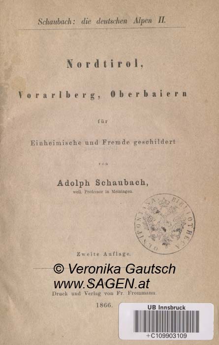 Reiseliteratur: Schaubach, 1866; © Digitalisierung: Veronika Gautsch, www.SAGEN.at
