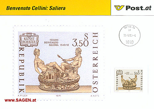 Briefmarkenblatt Benvenuto Cellini Saliera