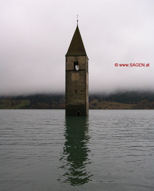 Graun, Kirchturm, Reschensee © www.SAGEN.at