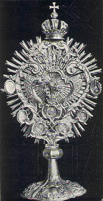 Monstranz mit Kreuzpartikel aus der Leprosenhauskirche Salzburg