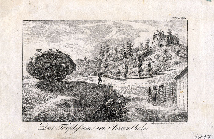 Der Teufelstein im Rosentale, Stahlstich 1817